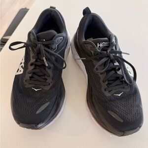 Hoka bondi 8 Black and White Running Shoes